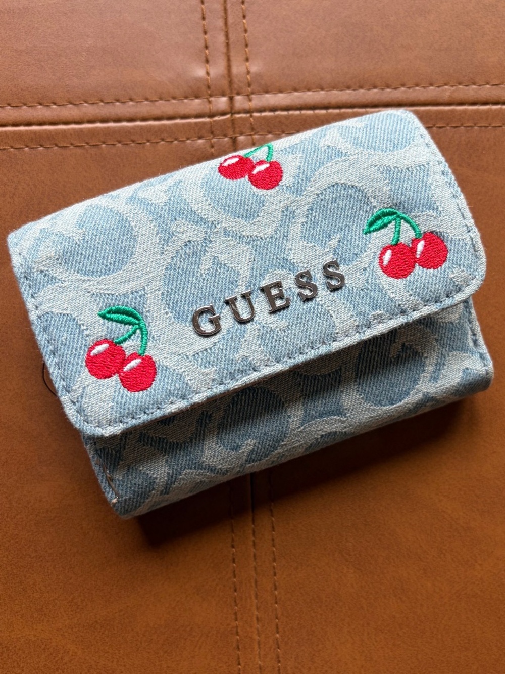GUESS Celestia Denim Cherry Small Wallet NWT Y2K 90's twee nostalgia retro